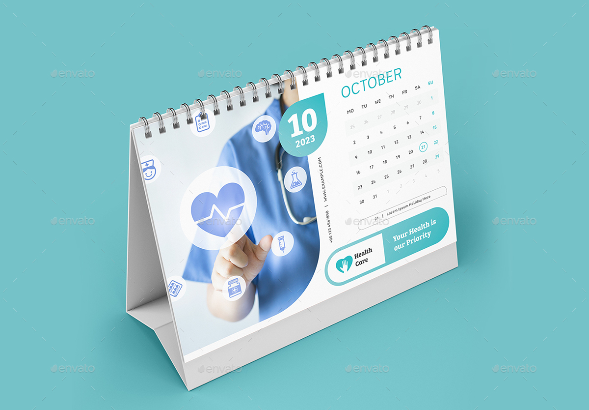 Desk Calendar 2023. Healthcare by bourjart_20 GraphicRiver